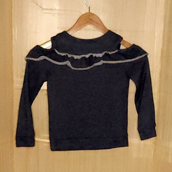 By & By Girls Blue Cold Shoulder Raw Hem Sweatshirt 10-12 - Picture 2 of 6